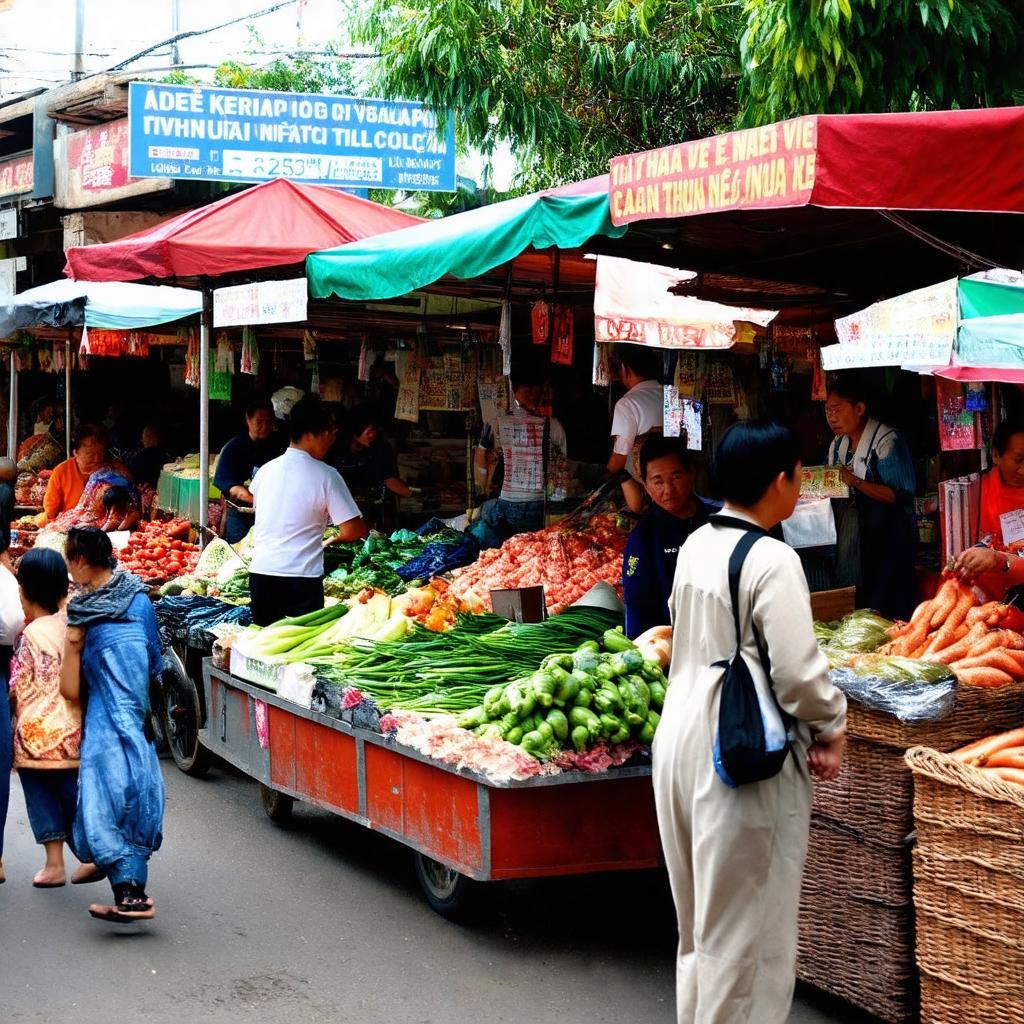 Khu vực chợ Bà Điểm gần Ngã Tư Bà Điểm Hóc Môn nhộn nhịp